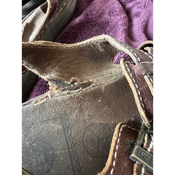 Vintage 90s Dr. Martens Fisherman Sandals Brown Leather Buckle Chunky Men's 12 - Picture 15 of 16